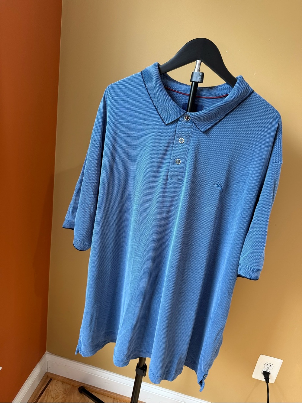 Tommy Bahama Blue Short-Sleeve Polo with Embroidered Marlin